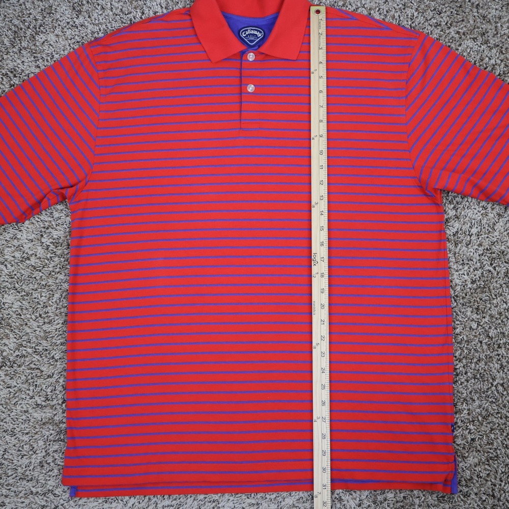 Callaway Golf Sport Polo Shirt Large Striped Red Blue Cotton‎ - Picture 11 of 12